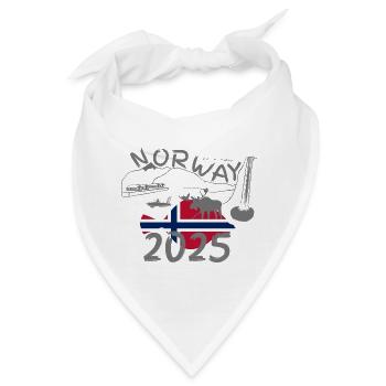 Norwegen 2025 Scholle mit Bergen und Elch Angeln - Bandana - Weiß - Vorne