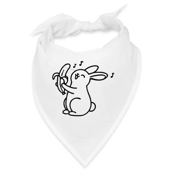 singender Hase mit Banane - Bandana - Weiß - Vorne