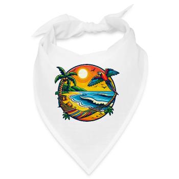 Tropischer Sonnenuntergang - Bandana - Weiß - Vorne