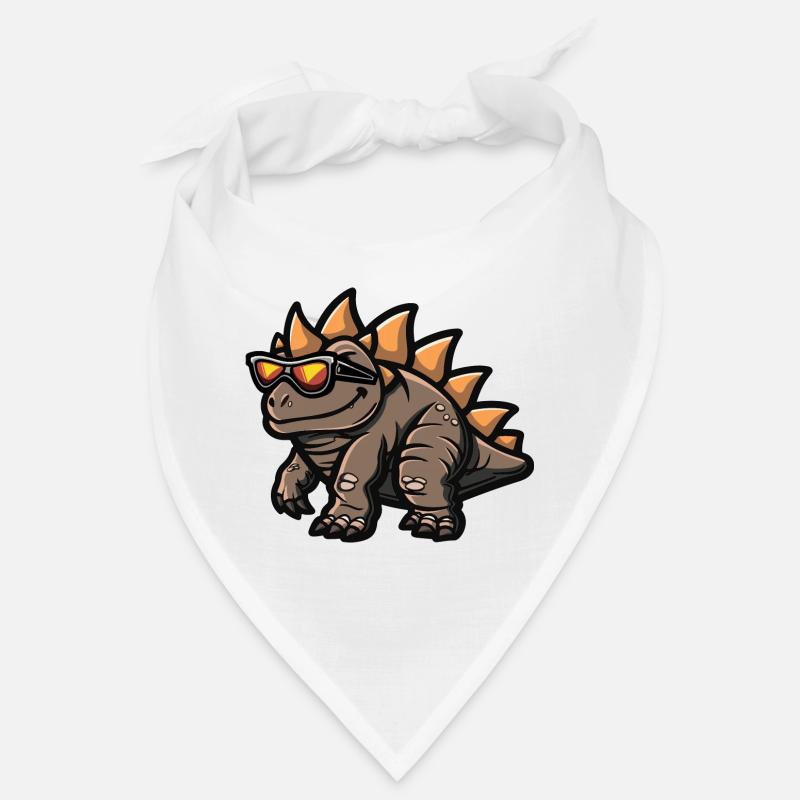 Dinosaur Stegosaurus Comic Cool - Bandana - white