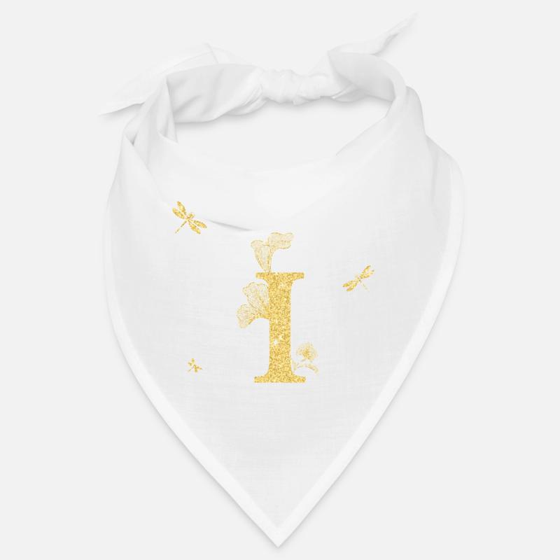 Buchstabe i Goldene Glitzerlibelle - Geschenkidee - Bandana - Weiß