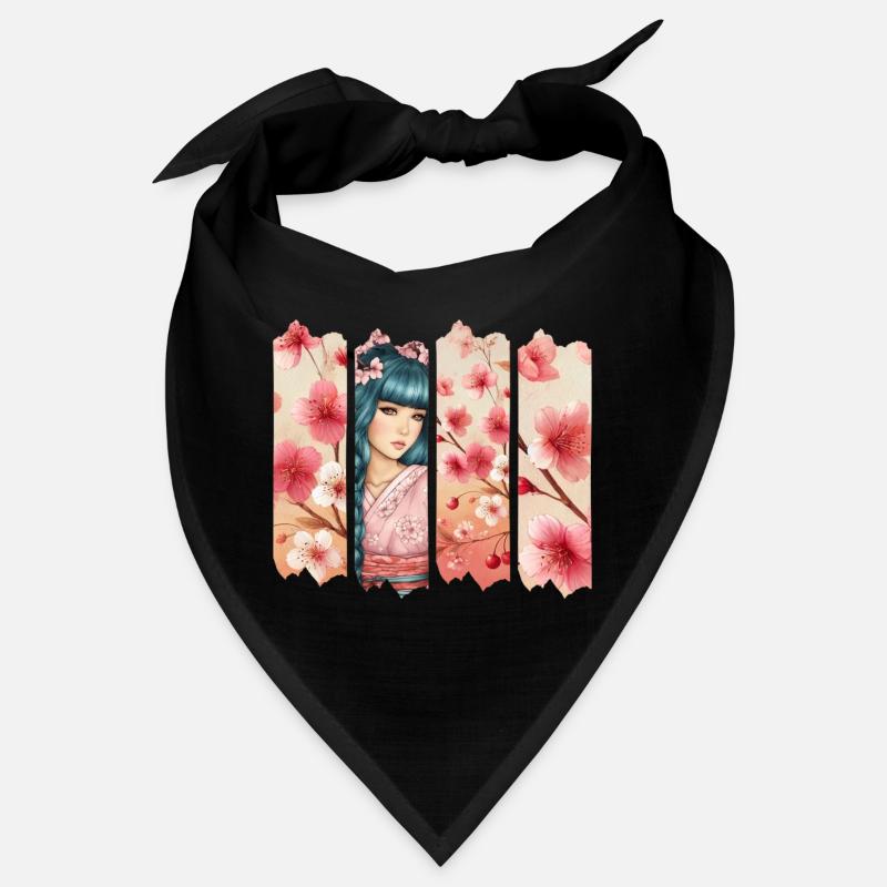 Kirschblüten Kimono Panel Portrait Bandana