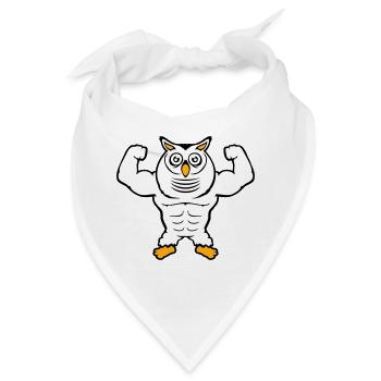 Eule Bodybuilder Muskeln Bizeps Posen Gym Rat Cool - Bandana - Weiß - Vorne