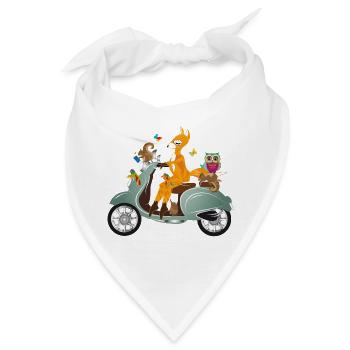 Waldtiere auf Spritztour – Fantasievolle Szene - Bandana - Weiß - Vorne