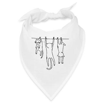 Nasse Katzen an der Wäscheleine - Bandana - Weiß - Vorne