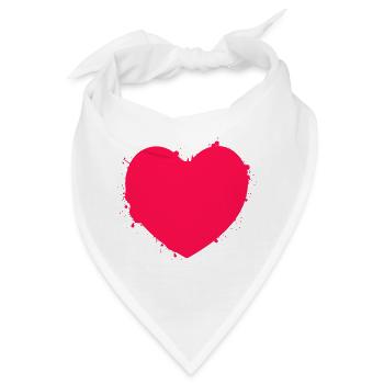 Ausdrucksstarkes Herz mit Farbspritzern - Bandana - Weiß - Vorne