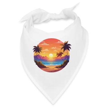 Sonnenuntergang Palmenbucht - Bandana - Weiß - Vorne