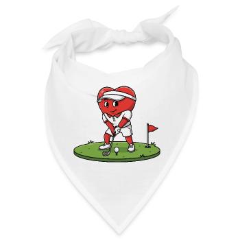 Herz Golfer Karikatur spielt auf Grün - Bandana - Weiß - Vorne