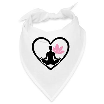 Damen Yoga Herz Silhouette Lotus Wellness - Bandana - Weiß - Vorne