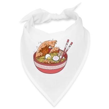 Japanisches Ozeanwellen-Ramen-Nudelsuppen-Kunstgeschenk - Bandana - Weiß - Vorne