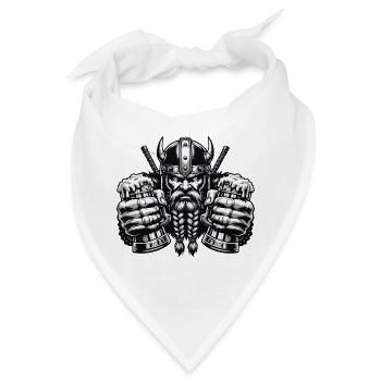 Wikinger mit Bierkrügen im Kampfmodus - Bandana - Weiß - Vorne