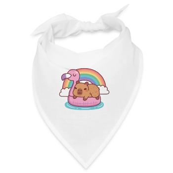 Niedliche Kapybara chillt auf Flamingo-Float-Regenbogen - Bandana - Weiß - Vorne