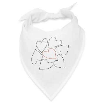 Herzen / Hearts - Bandana - Weiß - Vorne