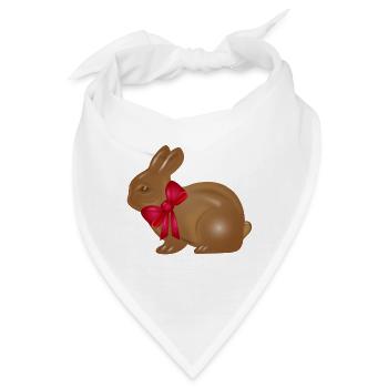 Schokoladen-Osterhase mit roter Schleife Motiv - Bandana - Weiß - Vorne
