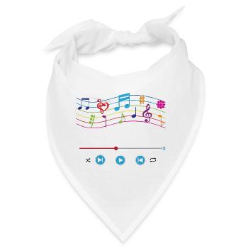 Musiknoten, Musikplayer, bunte Musiksymbole - Bandana - Weiß - Vorne