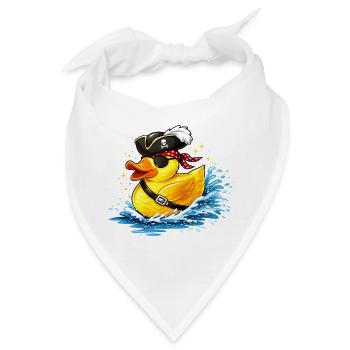 Freche Gummiente im Piratenlook mit Augenklappe - Bandana - Weiß - Vorne