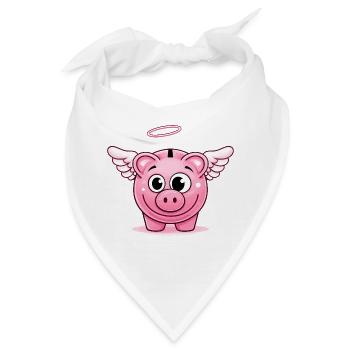 Niedliches Sparschwein mit Flügeln  - Bandana - Weiß - Vorne