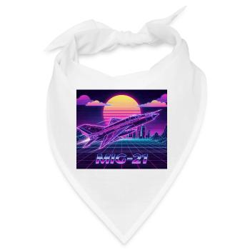 Mig-21 Retro Futuristisches Neon - Bandana - Weiß - Vorne