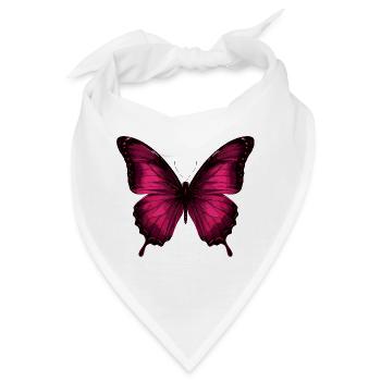 Magenta Schmetterling auf Schwarz - Bandana - Weiß - Vorne