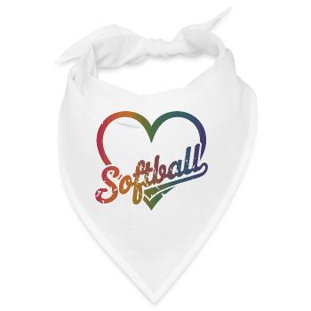  Softball Regenbogen Herz Softball Liebe Pride Fan - Bandana - Weiß - Vorne