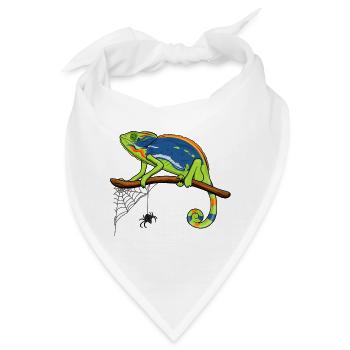 Chamäleon auf Ast mit Spinnennetz - Bandana - Weiß - Vorne