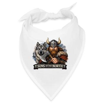 Wikinger mit einem Jagdhund - Bandana - Weiß - Vorne
