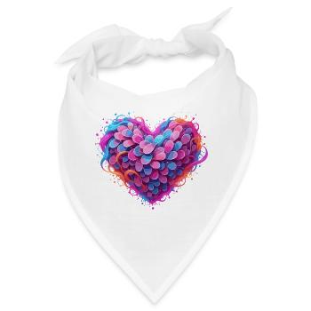 Herz aus Farbfedern Neonfarben - Bandana - Weiß - Vorne