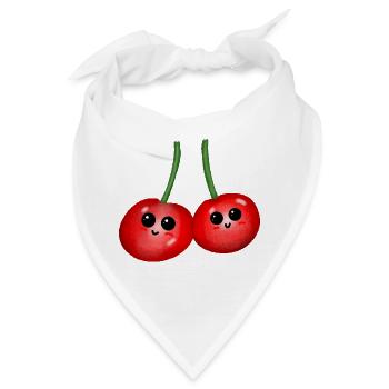 Früchte Kirsche Kirschen Obst Frucht - Bandana - Weiß - Vorne