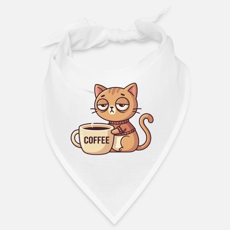 Kitten Coffee Charm - Bandana - white