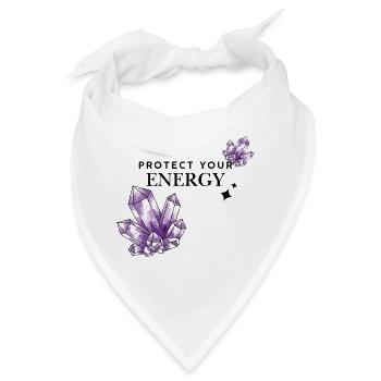 Violette Kristallcluster auf Schwarz - Bandana - Weiß - Vorne