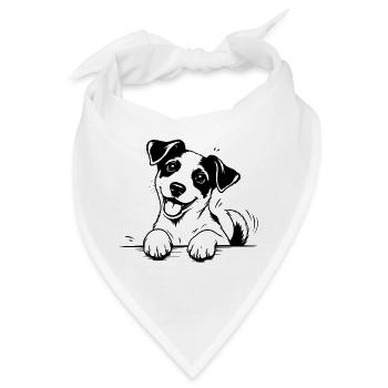 Jack Russell Terrier Pfoten schwarz - Bandana - Weiß - Vorne
