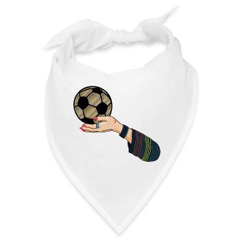 Hand mit Fußball  - Bandana - Weiß - Vorne