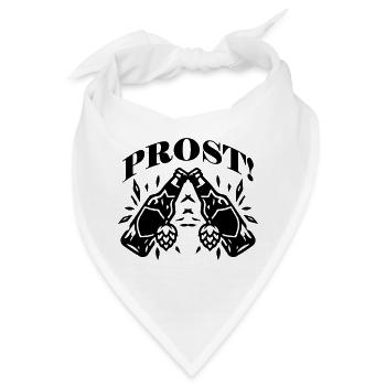 Prost Bierflasche Bier Anstoßen - Bandana - Weiß - Vorne