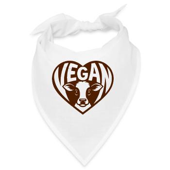 Vegan - Herz für Tiere mit Kälbchen - Bandana - Weiß - Vorne