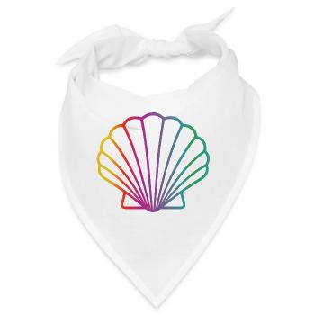 Bunte Muschel | Maritimes Kunstmotiv - Bandana - Weiß - Vorne