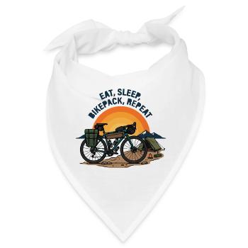 Essen Schlaf Fahrradpack Wiederholen Retro-Fahrradkunst - Bandana - Weiß - Vorne