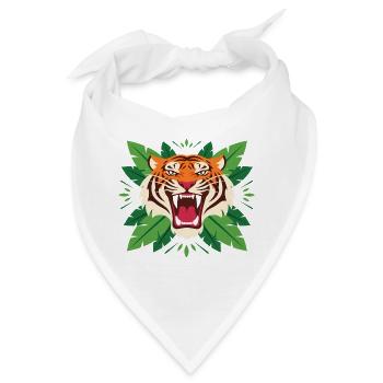 Tiger im Blattwerk Emblem - Bandana - Weiß - Vorne