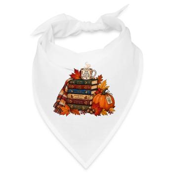 Gemütlicher Herbst Bücherstapel - Bandana - Weiß - Vorne