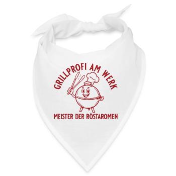 Grillprofi am Werk Retro BBQ Grill Geschenkidee - Bandana - Weiß - Vorne