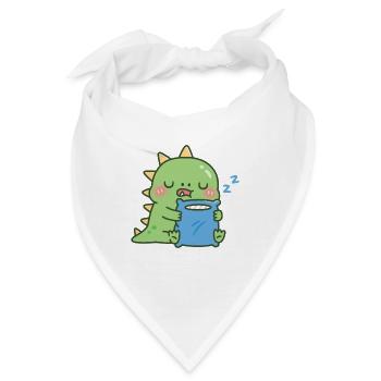 Süßes, verschlafenes Dinosaurier-Umarmungskissen - Bandana - Weiß - Vorne