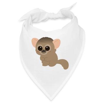 Chibi Night Monkey Niedlicher Charakter - Bandana - Weiß - Vorne