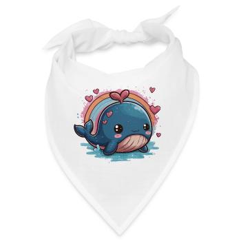 Kawaii Herzwal mit Regenbogen - Bandana - Weiß - Vorne