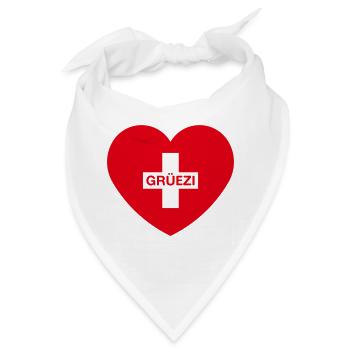 Grüezi (Herz / Schweizerkreuz / Schweiz / 1C) - Bandana - Weiß - Vorne