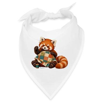 Roter Panda quiltet von Hand - Bandana - Weiß - Vorne