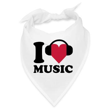 I love Music - Bandana - Weiß - Vorne