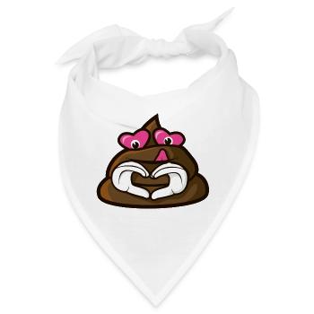 Lächelnder Scheißhaufen mit Herzaugen - Liebe - Bandana - Weiß - Vorne