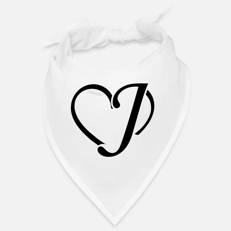 Herz Buchstaben J - Bandana - Weiß
