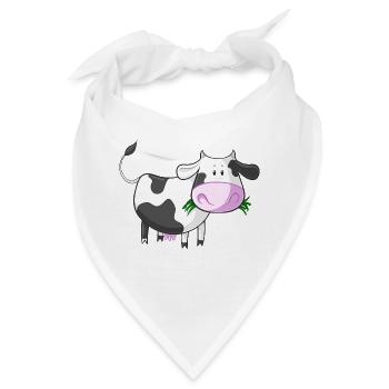 Naschende Comic Kuh - Bandana - Weiß - Vorne