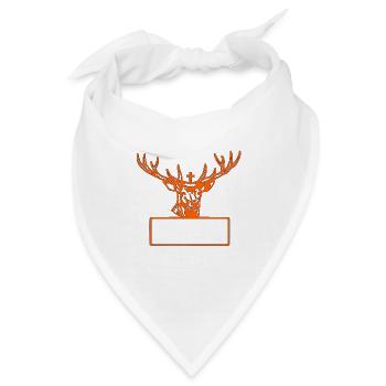 Hirschkopf Hirschgeweih mit Schild für Text orange - Bandana - Weiß - Vorne