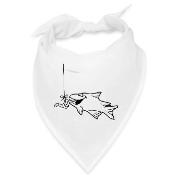 essen fressen hunger wurm haken angelhaken schnur - Bandana - Weiß - Vorne
